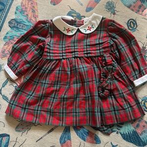 Red Tartan  Dress w/ matching headband NWOT 24M